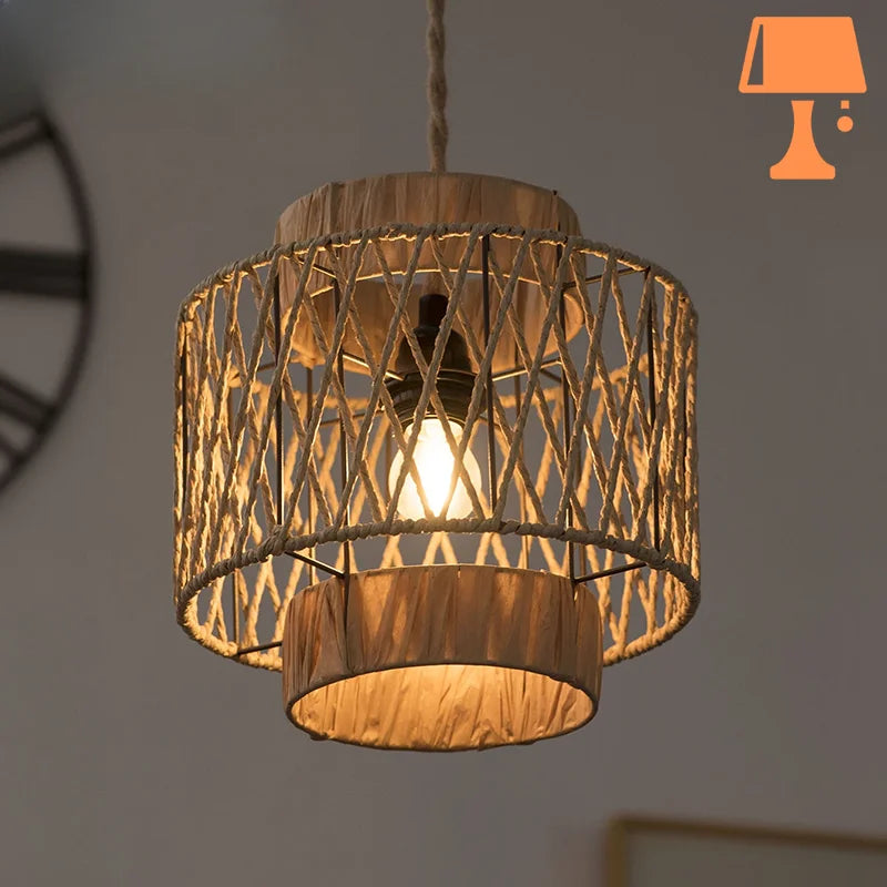 abat jour rotin vintage original