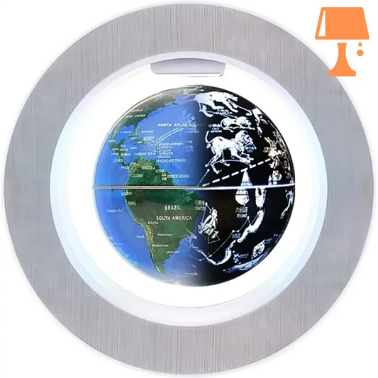 globe terrestre lampe de chevet argenté
