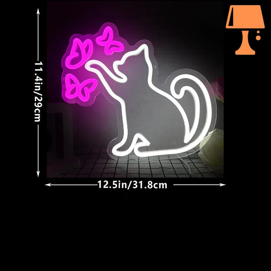 Lampe de chevet motif chat déco