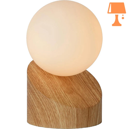 petite lampe chevet opaline bois