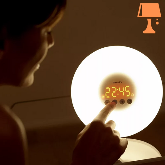 lampe de chevet reveil philips allumée