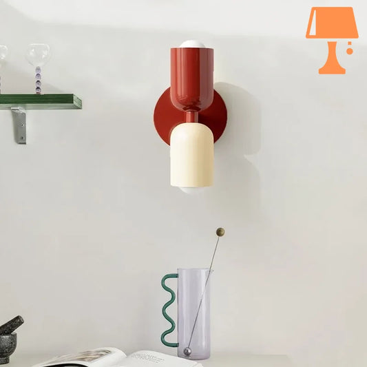 lampe de chevet rouge et blanc murale