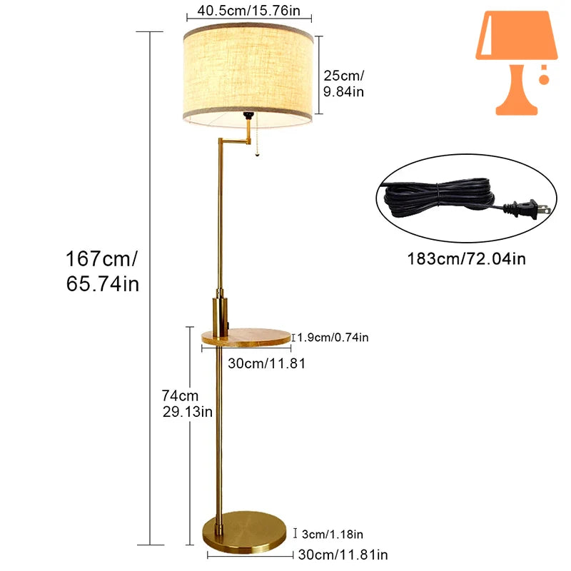 lampe de chevet sur pied avec tablette style b