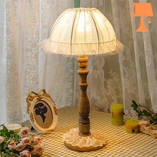 lampe de chevet vintage ancienne allumée