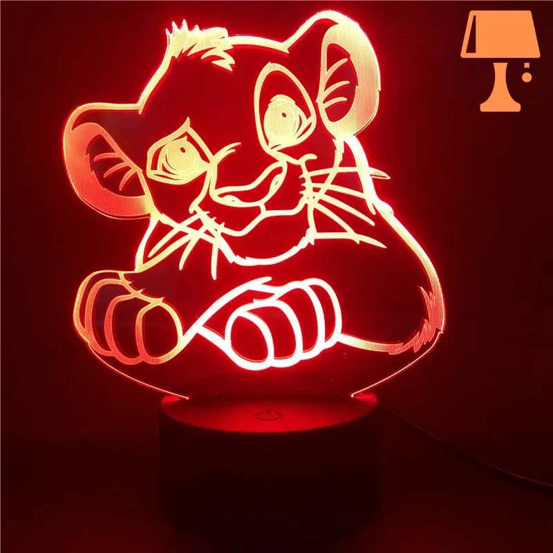 lampe lion bébé rouge