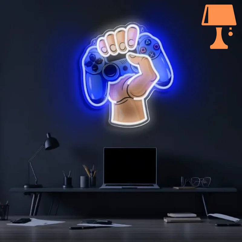 lampe néon manette murale