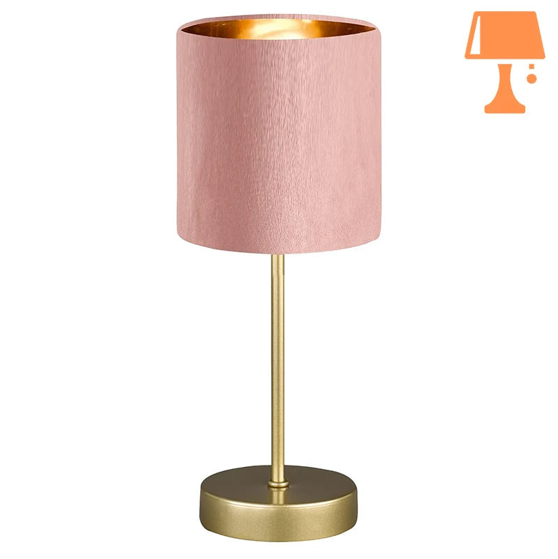 lampe de chevet abat jour rose dorée