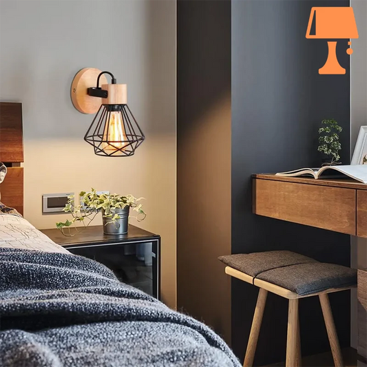 lampe de chevet bois et noir chambre