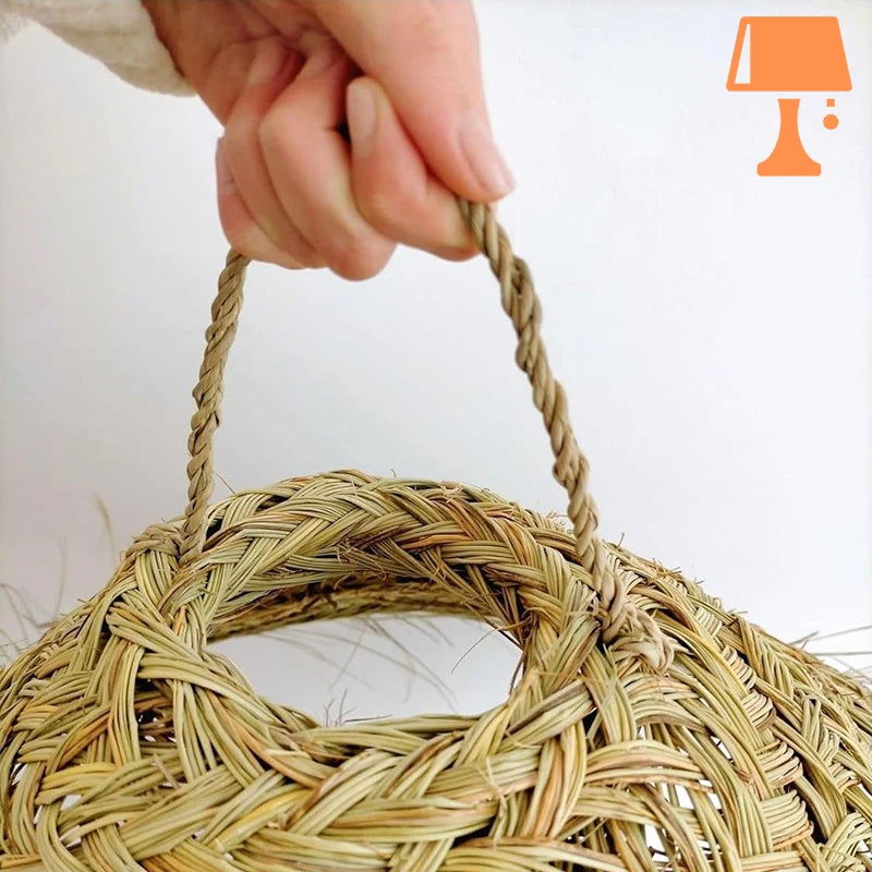 lampe de chevet en paille portatif