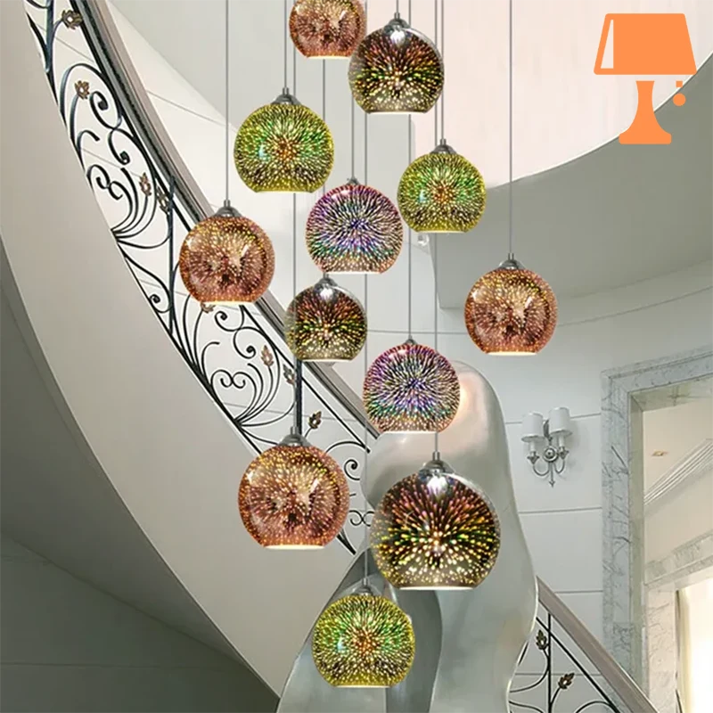 lampe de chevet en verre coloré sur plafond