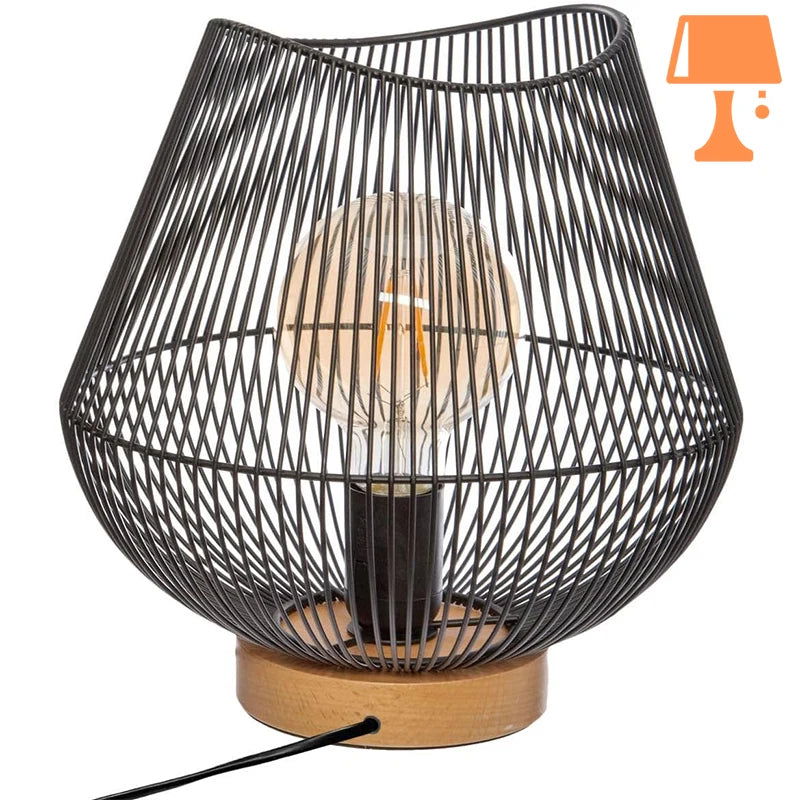 lampe de chevet filaire noir allumée