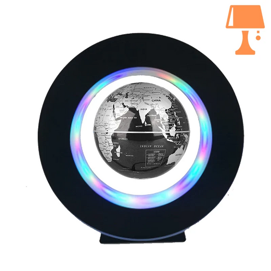 lampe de chevet globe terrestre argentée