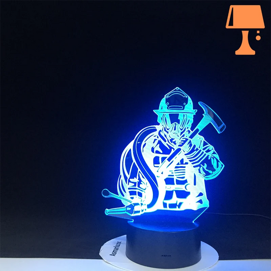 lampe de chevet pompier bleu