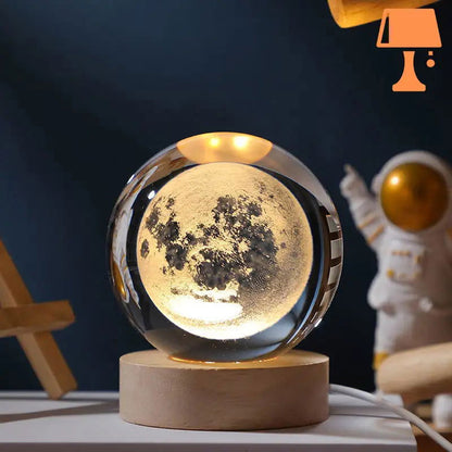 Lampe Lune 3D LED LeHa Design – Socle Bois, Veilleuse Ambiance Chambre (neuf)