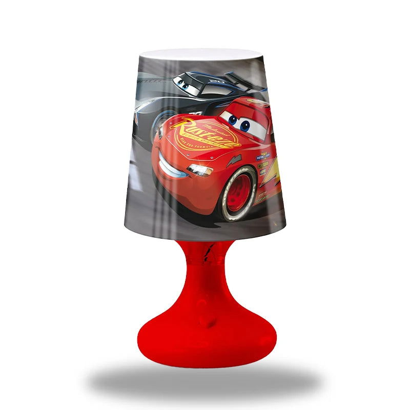 Lampe De Chevet Personnalisée CARS 95 - Abat-jour Serviettage Artisanal Avec Prénom, Céramique Blanche, 25 Cm