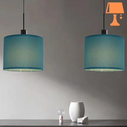 abat-jour lampe de chevet bleu canard supendue