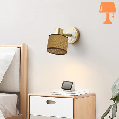 abat jour mural rotin moderne