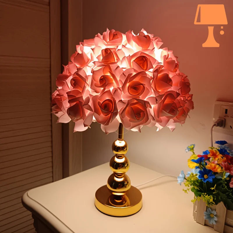 abat-jour romantique pour lampe de chevet rose