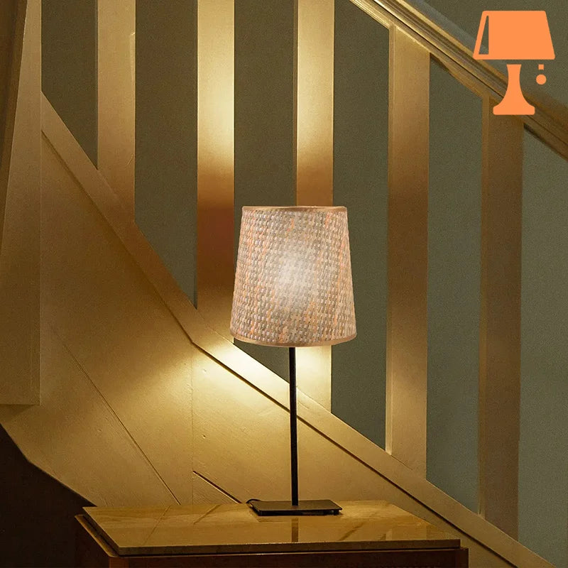 abat-jour rotin lampe de chevet beige