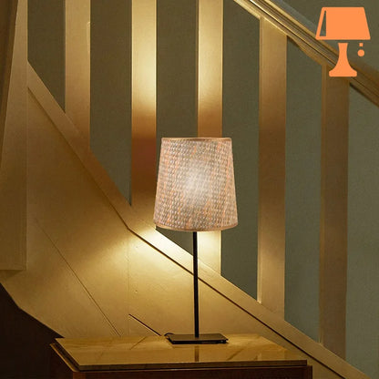 abat-jour rotin lampe de chevet beige