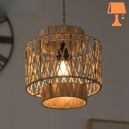 abat jour rotin vintage original