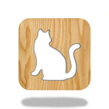 chat en bois lampe de chevet