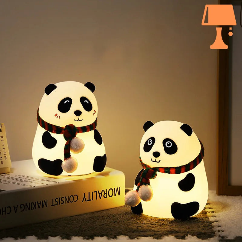 deux-lampe-de-chevet-panda-allumees