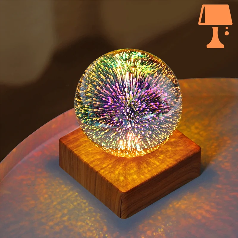 globe verre lampe de chevet artifice