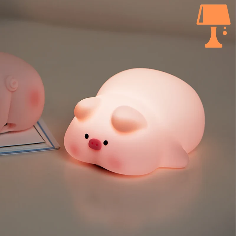 jolie lampe de chevet cochon allongé