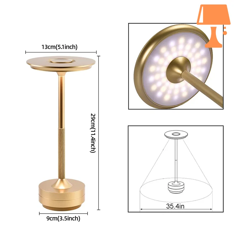 lampe de chevet allumage au toucher dorée