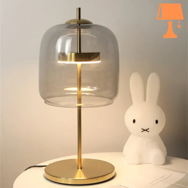 lampe de chevet avec abat jour en verre originale