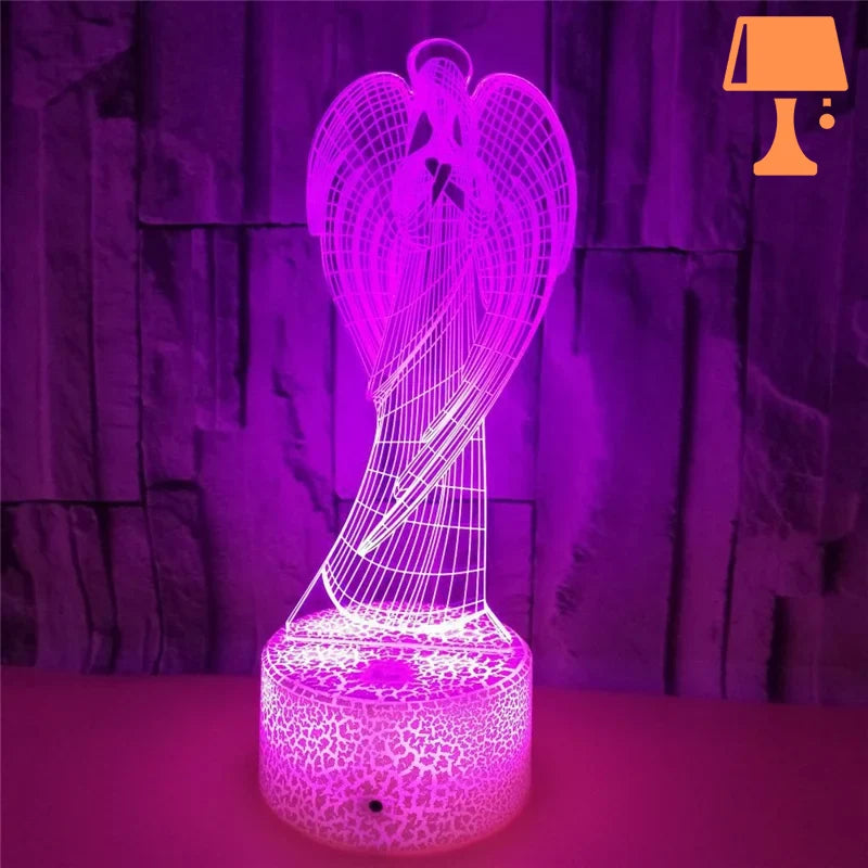 lampe de chevet avec ange violet