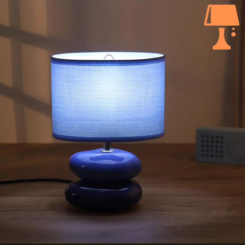 lampe de chevet avec galet bleu