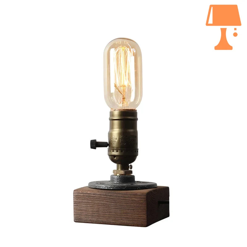 lampe de chevet avec grosse ampoule bois