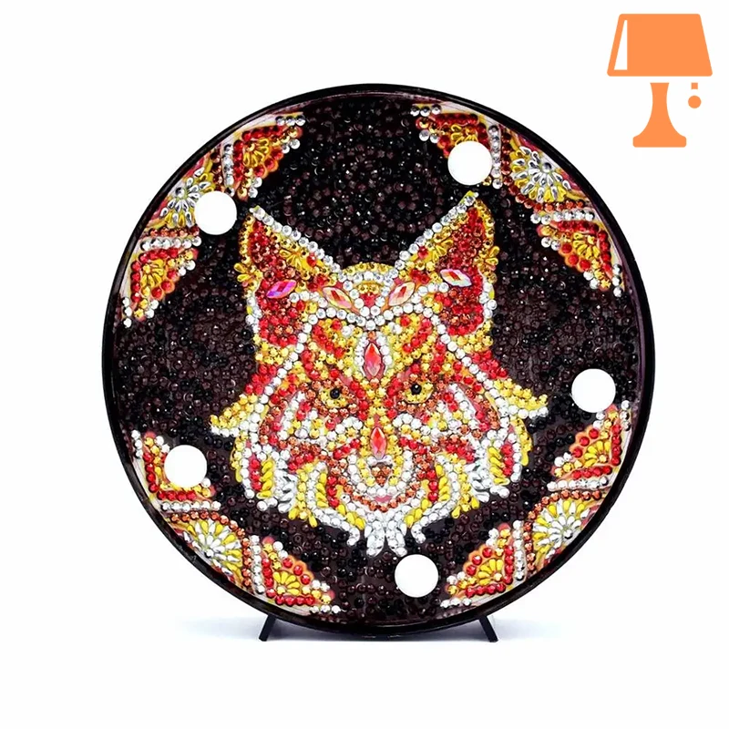 lampe de chevet avec perles loup orange