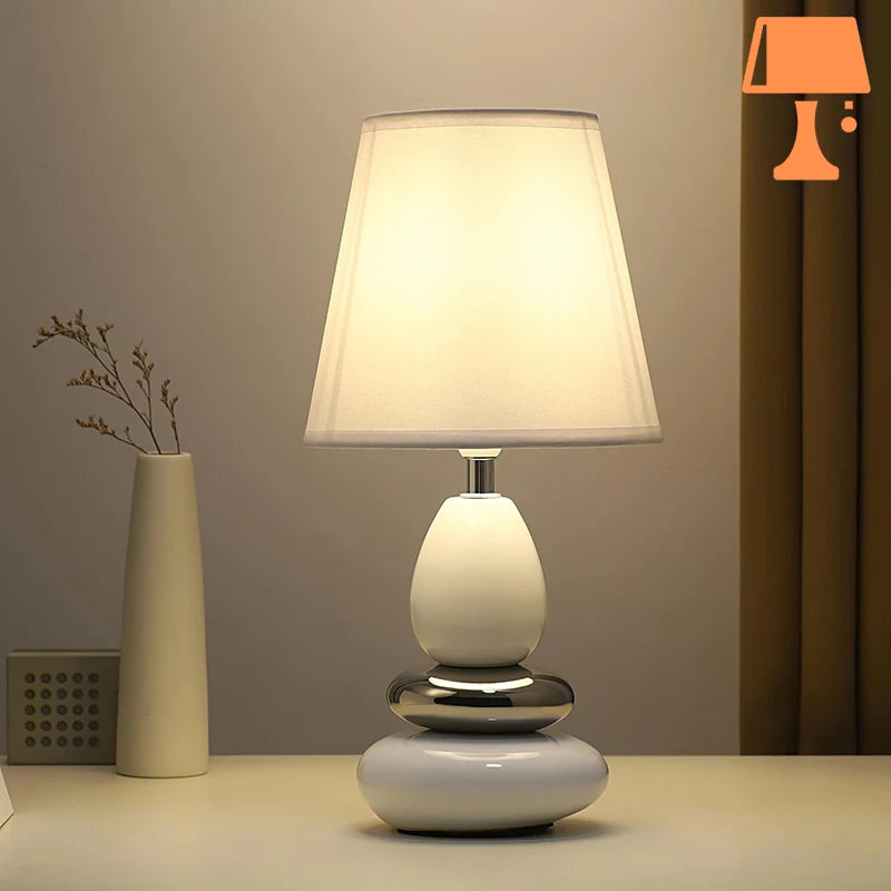 lampe de chevet avec pied en galet table