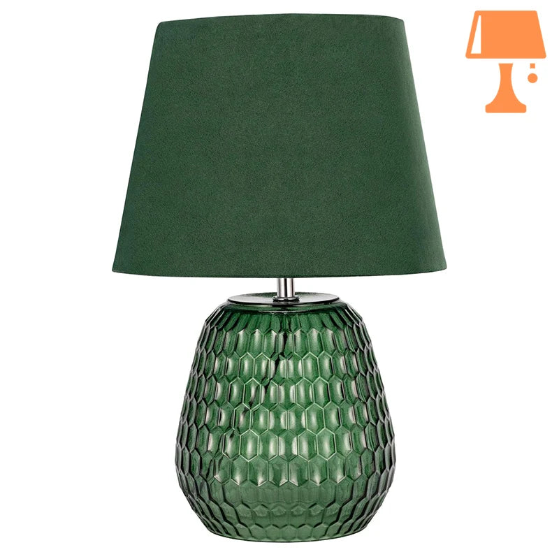 lampe de chevet avec pied en verre vert