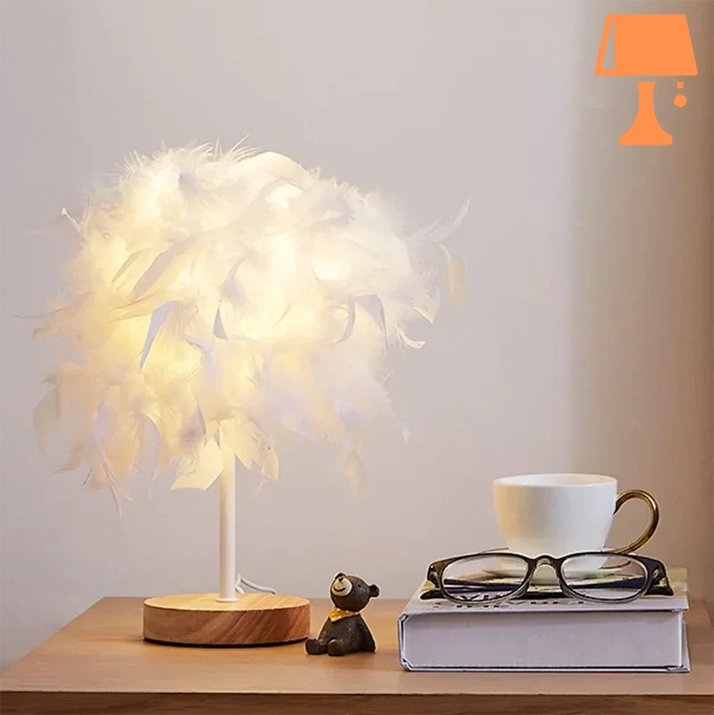 lampe de chevet avec plumes bureau