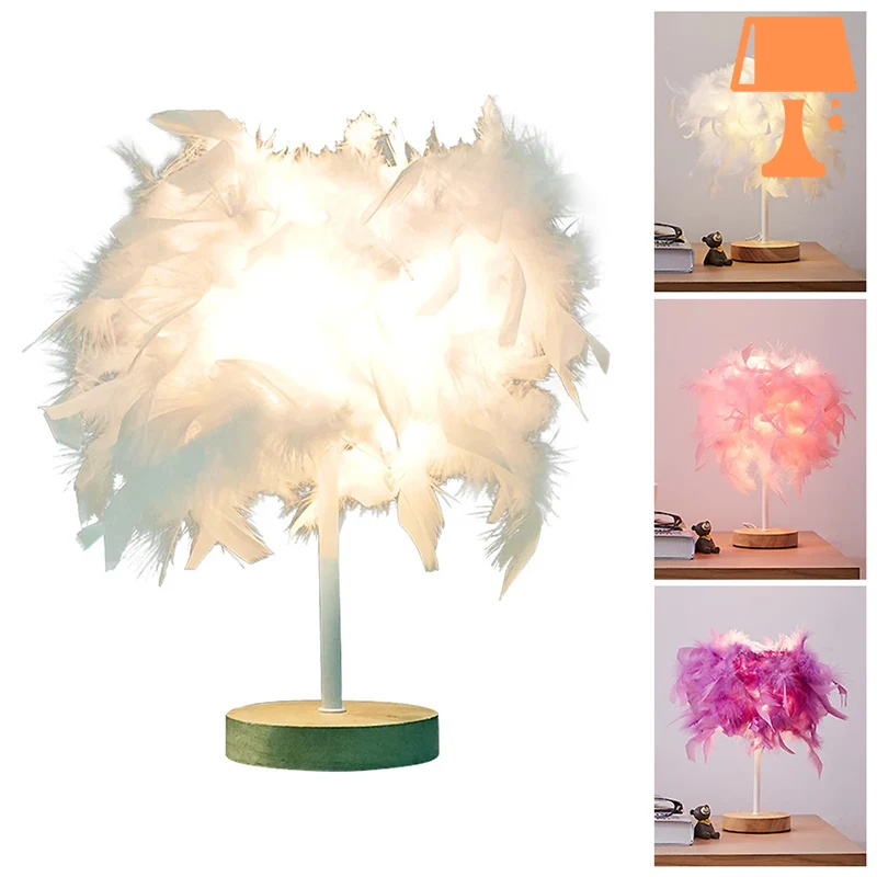 lampe de chevet avec plumes couleur