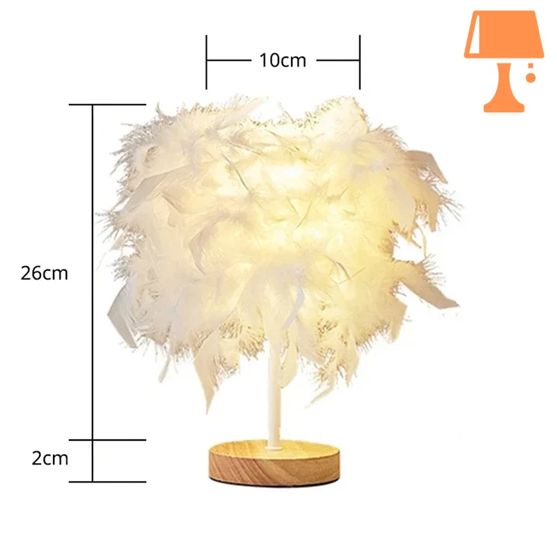 lampe de chevet avec plumes mesure