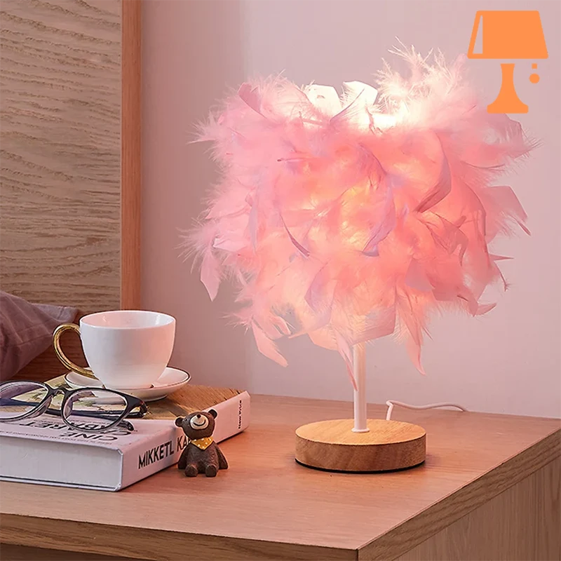 lampe de chevet avec plumes bureau