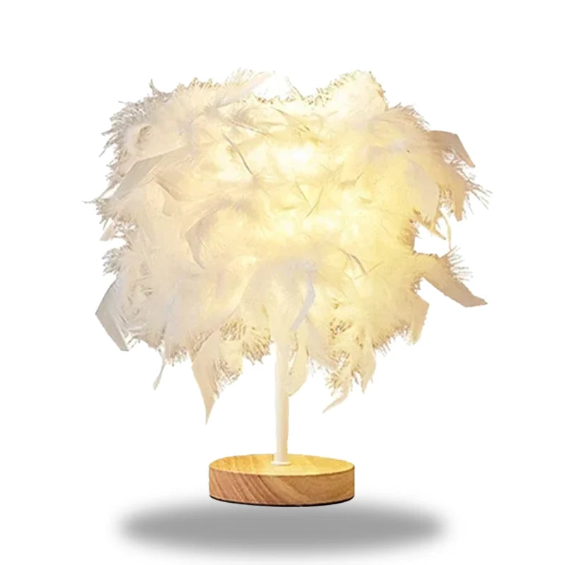 lampe de chevet avec plumes