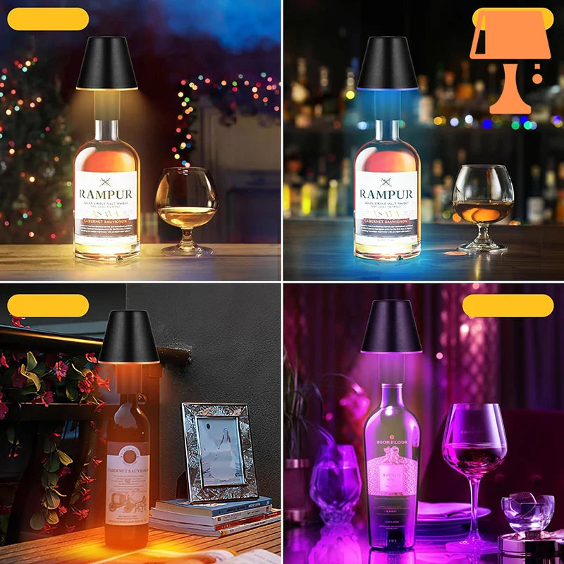 lampe de chevet avec une bouteille en verre environnement