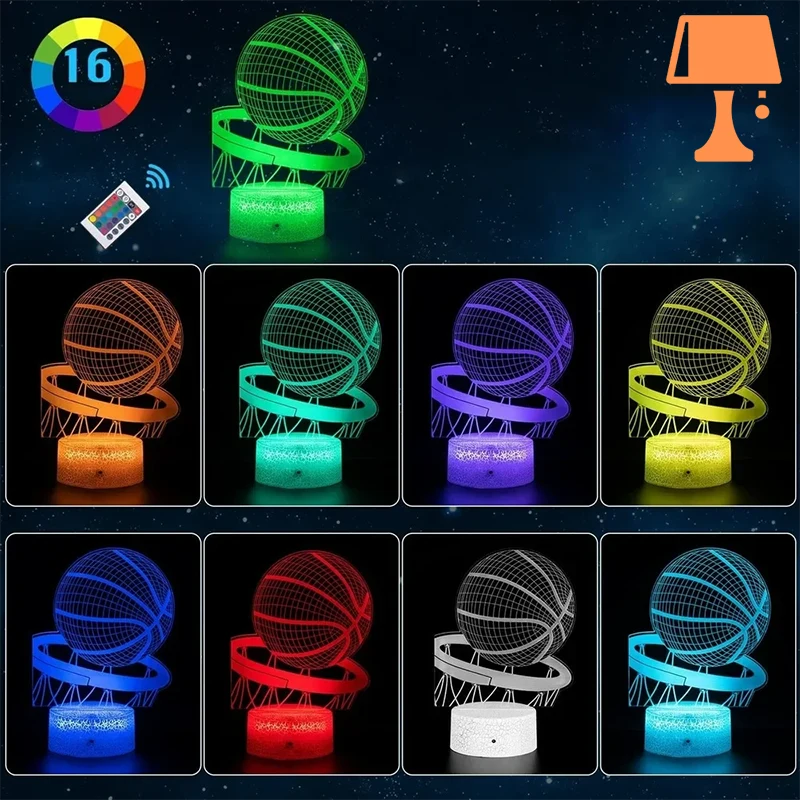 lampe de chevet ballon de basket couleur