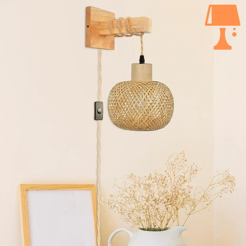 lampe de chevet bambou avec prise