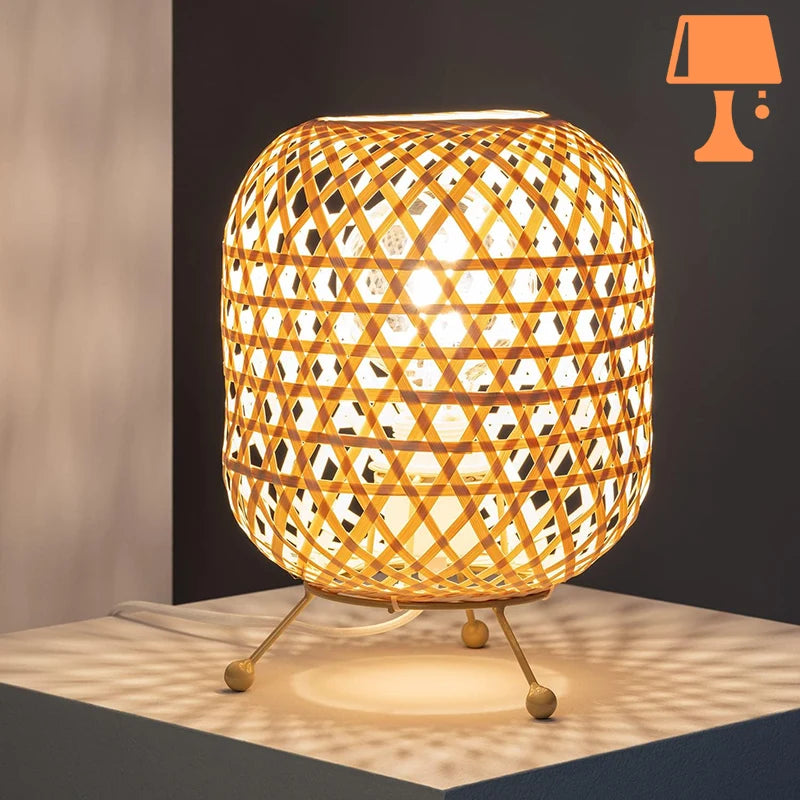 lampe de chevet bambou rotin design