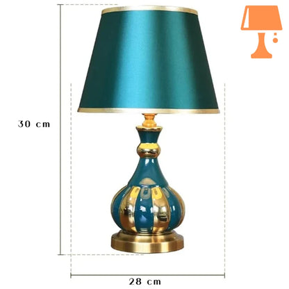 lampe de chevet bleu canard et or mesure