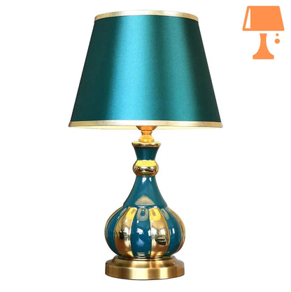 lampe de chevet bleu canard et or design