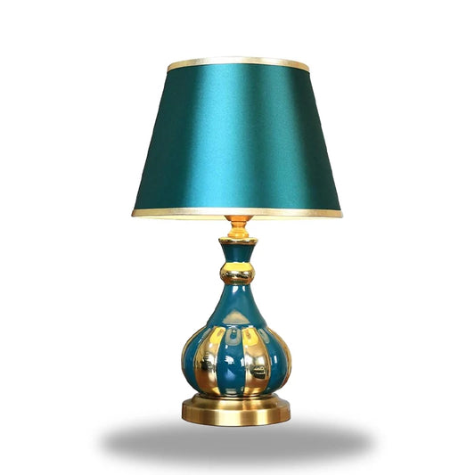 lampe de chevet bleu canard et or