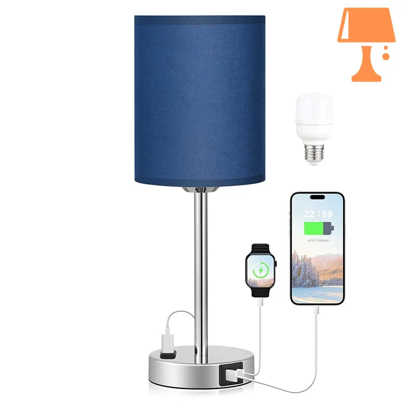 lampe de chevet bleu marine avec usb